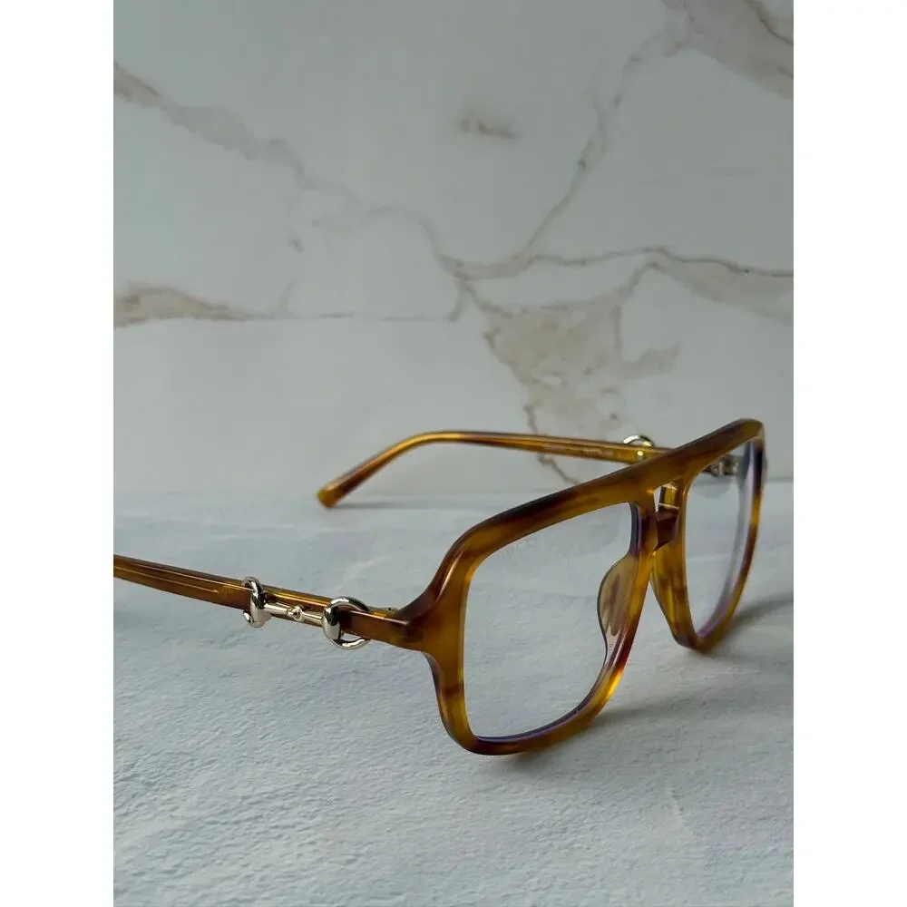 NEW Gucci GG2052S Brown Bluelight Horsebit Aviator Sunglasses $515